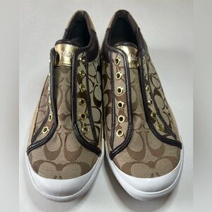 Coach Felix Women’s Slip On Sneakers Gold and Tan Size 10B
